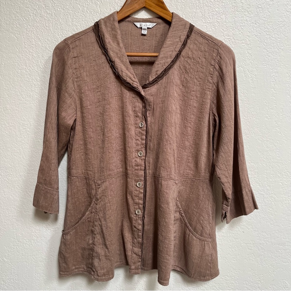 Kleen Vintage Silk/Linen Lagenlook
Ruffled Blouse Sz XS